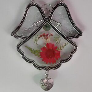 Angel SunCatcher Grandma Pressed Flower Glass Ornament Christmas Angel Ornament